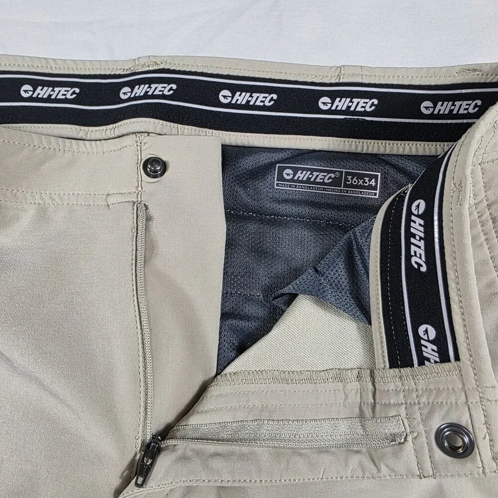 Hi-Tec Pants Men's Size 36x34 Tan Stretch Performance Hiking Utility Outdoor